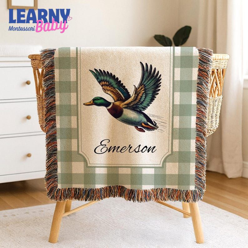 Personalized Mallard Duck Baby Blanket, Mallard Duck Nursery Decor, Baby Shower Gift, Mallard Duck Baby Name Blanket, Mallard Duck Nursery Gift