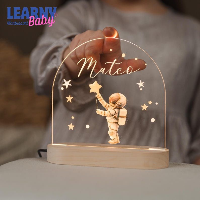 Personalized Baby Night Light, Custom Name Lamp, Floral Nursery Lamp, Baby Girl Room Decor, Acrylic LED Night Light, Baby Shower Gift NL01