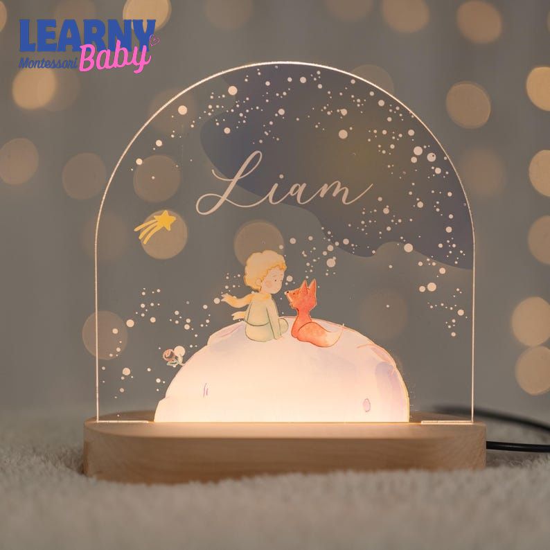 Personalized Baby Night Light, Custom Name Lamp, Floral Nursery Lamp, Baby Girl Room Decor, Acrylic LED Night Light, Baby Shower Gift NL01