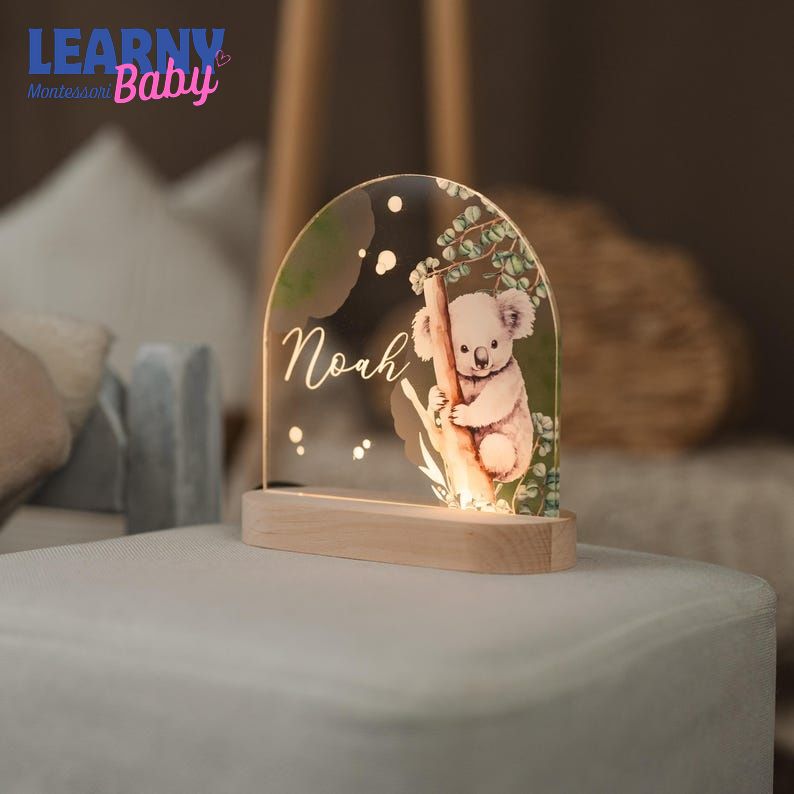 Personalized Baby Night Light, Custom Name Lamp, Floral Nursery Lamp, Baby Girl Room Decor, Acrylic LED Night Light, Baby Shower Gift NL01