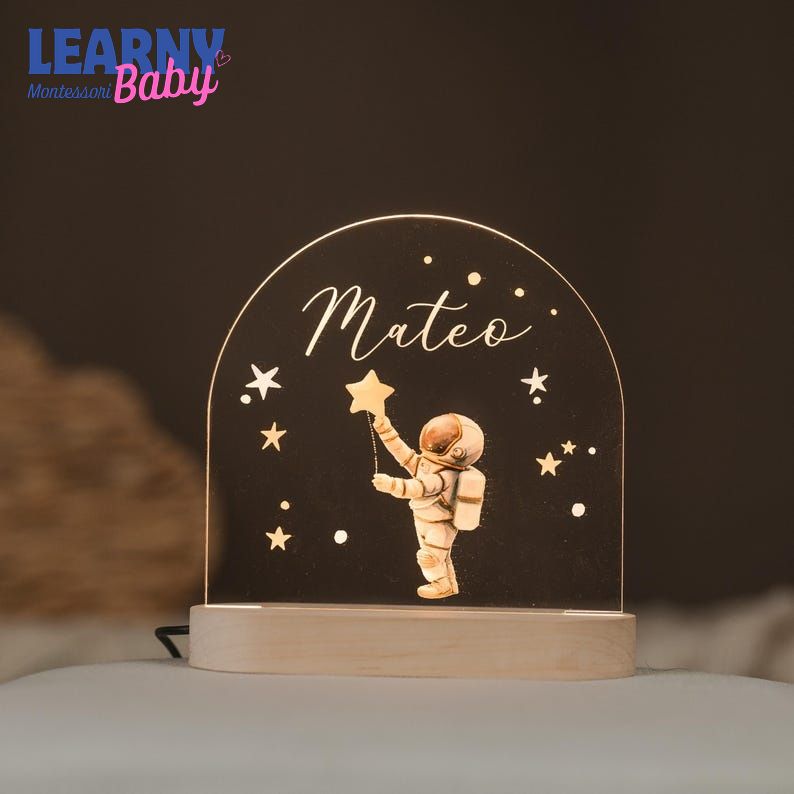Personalized Baby Night Light, Custom Name Lamp, Floral Nursery Lamp, Baby Girl Room Decor, Acrylic LED Night Light, Baby Shower Gift NL01