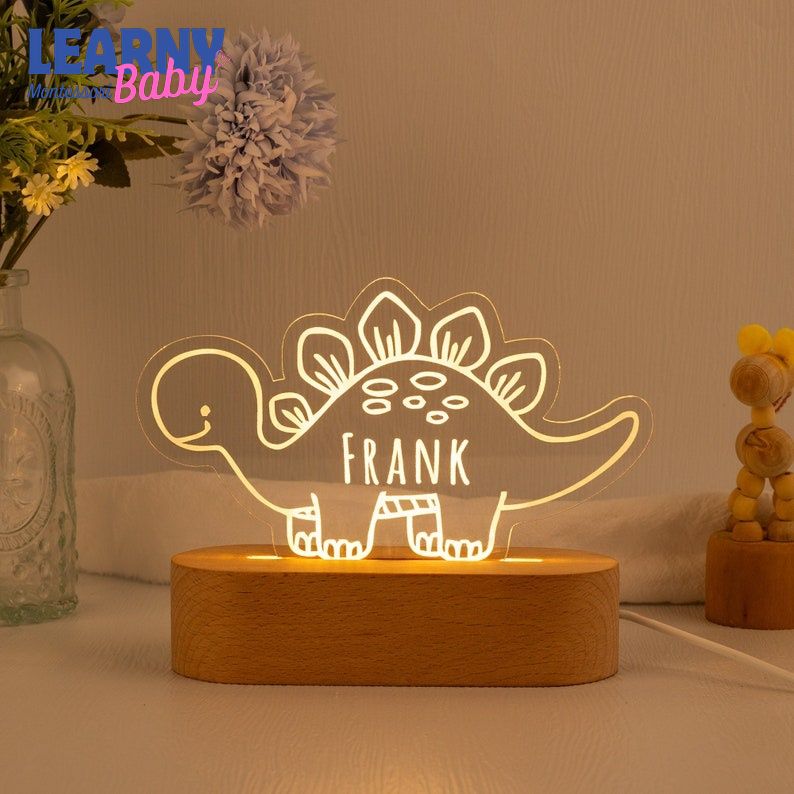 Dinosaur Night Light, Custom Name Night Light, Cute Night Light, Baby First Birthday Gift, Baby Nursery Decor, Newborn Shower Gift,1st Xmas Gift NL02