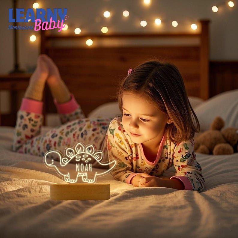 Dinosaur Night Light, Custom Name Night Light, Cute Night Light, Baby First Birthday Gift, Baby Nursery Decor, Newborn Shower Gift,1st Xmas Gift NL02