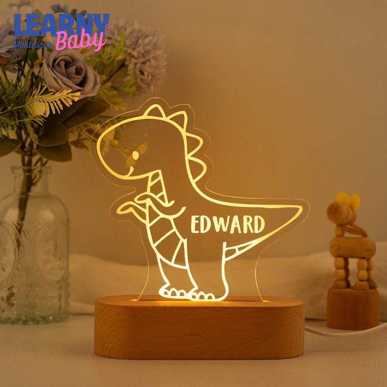 Dinosaur Night Light, Custom Name Night Light, Cute Night Light, Baby First Birthday Gift, Baby Nursery Decor, Newborn Shower Gift,1st Xmas Gift NL02