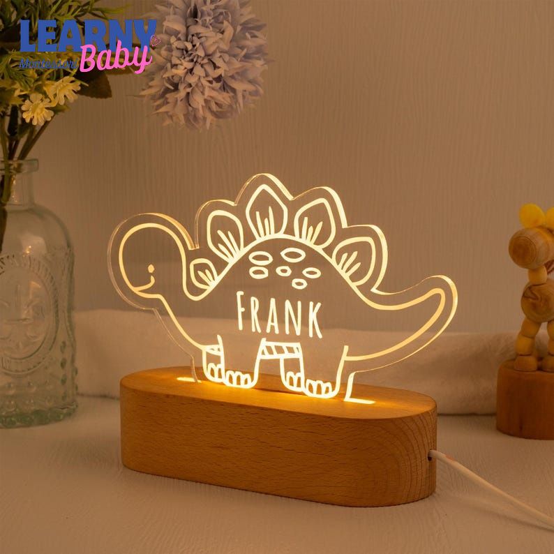 Dinosaur Night Light, Custom Name Night Light, Cute Night Light, Baby First Birthday Gift, Baby Nursery Decor, Newborn Shower Gift,1st Xmas Gift NL02