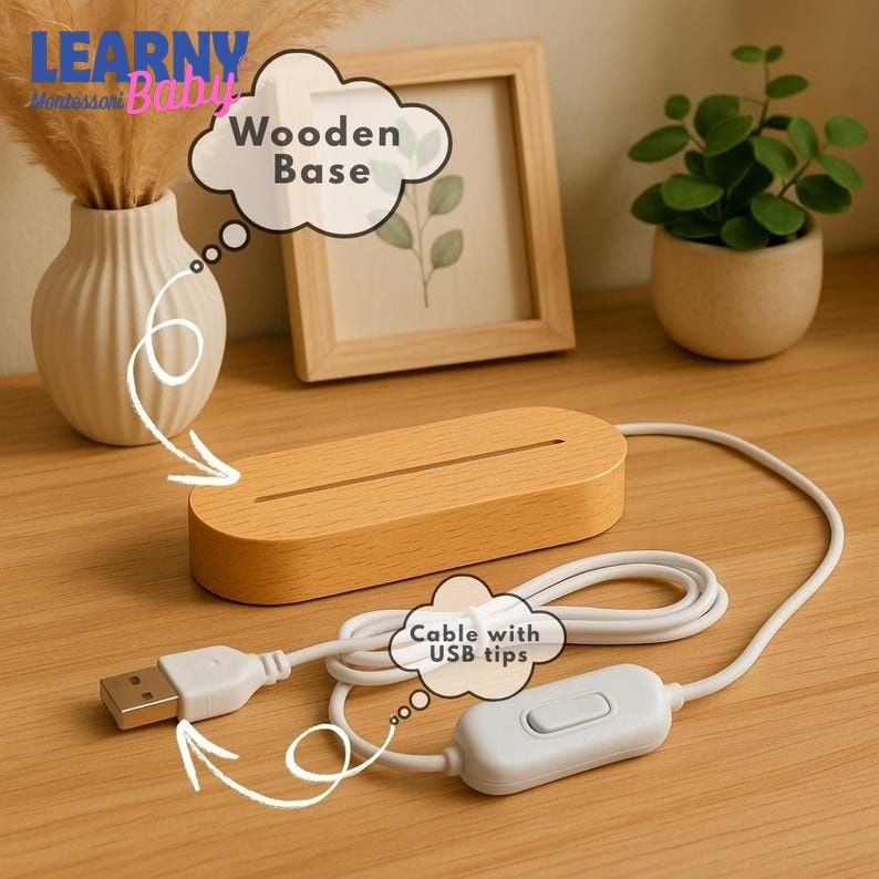 Personalized Name Night Light, Butterfly Flower LED Lamp, Custom Acrylic Light with Wooden Base, Gift for Her, Bedroom Decor NL04