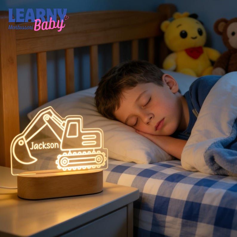 Kids Night Light with Name, Tractor Night Light, Baby Bedroom Decor, 1st Birthday Gifts, Gift for Son Baptism Gifts NL05