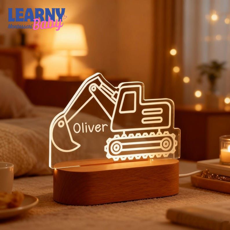 Kids Night Light with Name, Tractor Night Light, Baby Bedroom Decor, 1st Birthday Gifts, Gift for Son Baptism Gifts NL05