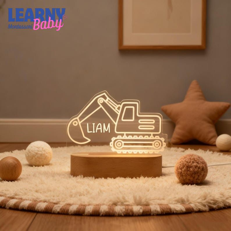 Kids Night Light with Name, Tractor Night Light, Baby Bedroom Decor, 1st Birthday Gifts, Gift for Son Baptism Gifts NL05
