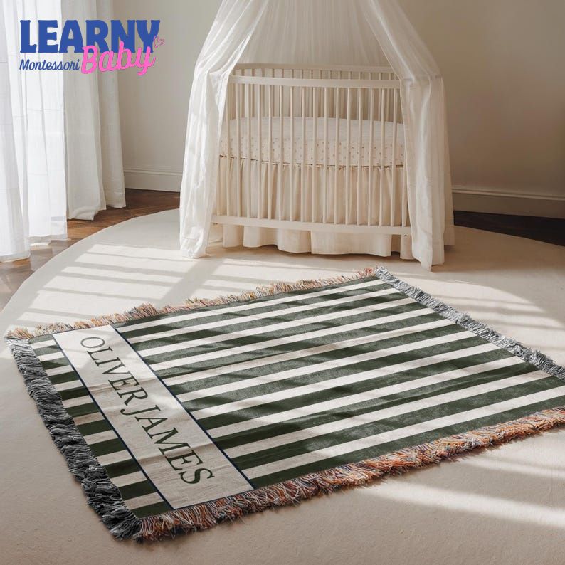 Personalized Stripes Baby Blanket Custom Name Blanket Baby Classic Nursery Decor Newborn Name Blanket Baby Shower Gift Striped Baby Blanket