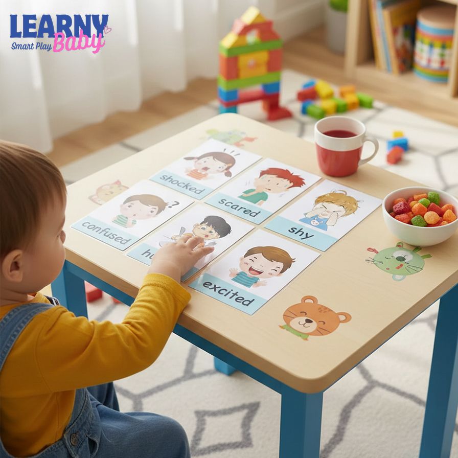 12PCS Montessori Baby Learning Flashcards – Cartoon English Flash Cards for Kids, Fun Memory Exercise Educational Game Toy