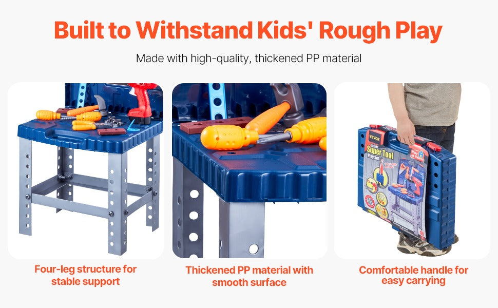 56-Piece Kids Tool Workbench Set – Pretend Play Construction Bench with Realistic Tools | Fine Motor & Role Play Skills, Ages 3–6