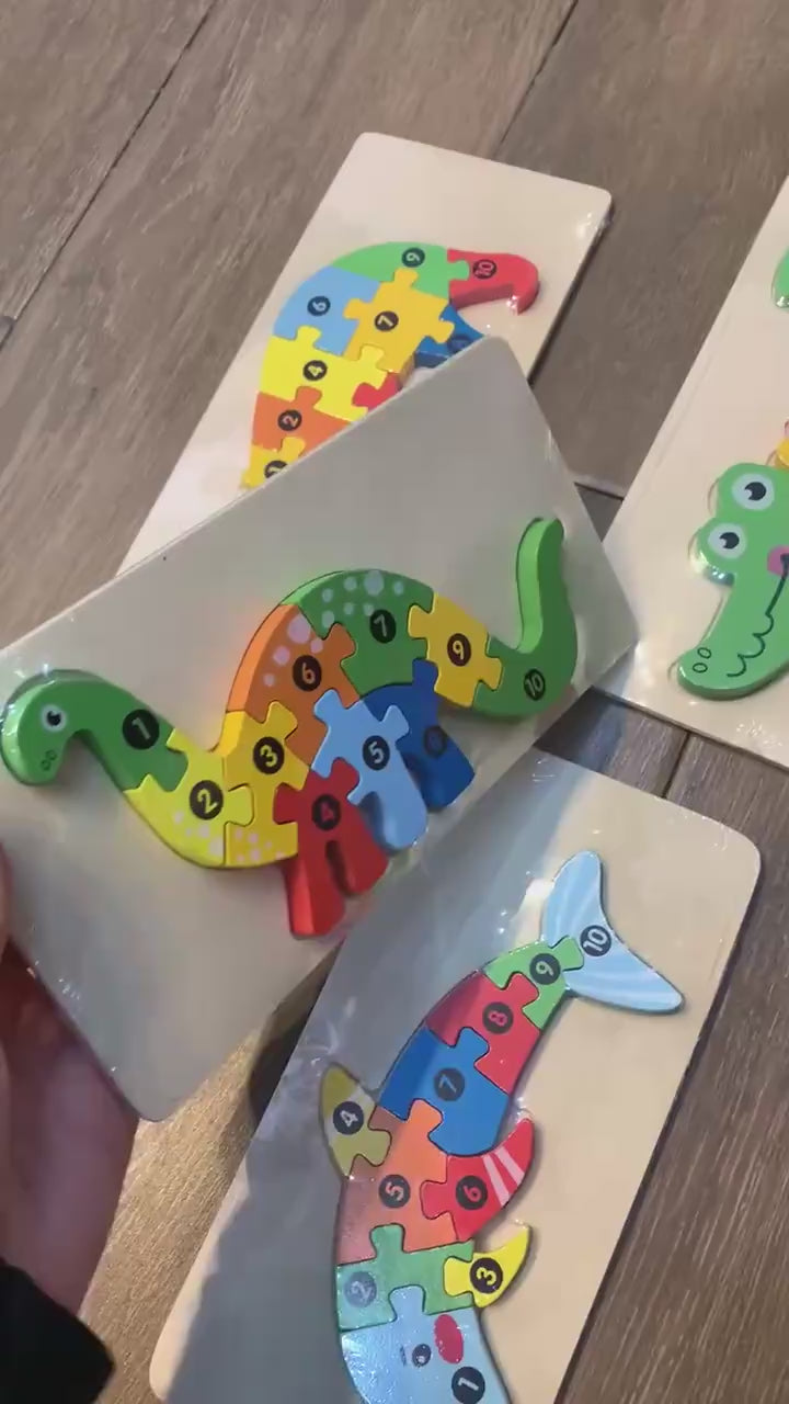 Wooden Number Animal Puzzle Toy for Toddlers – Montessori Educational Jigsaw for Early Learning