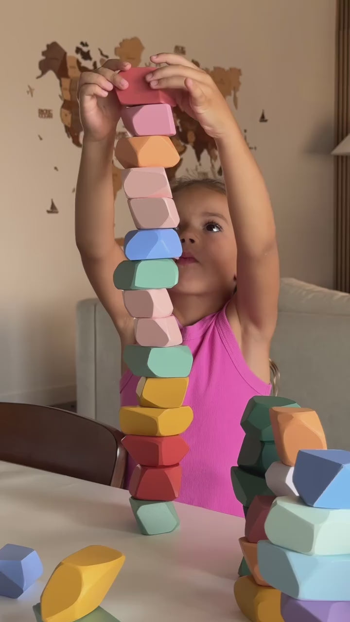 Wooden Balancing Stones Toy – Montessori Tumi-Ishi Balance Blocks | Creative Stacking & Fine Motor Skills, Ages 2–6