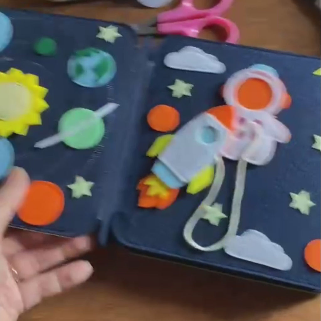 Personalized Felt Quiet Book, Custom Space Quiet Book, Handmade Montessori Busy Book, Felt Activity Book for Toddlers, Baby Birthday Gift