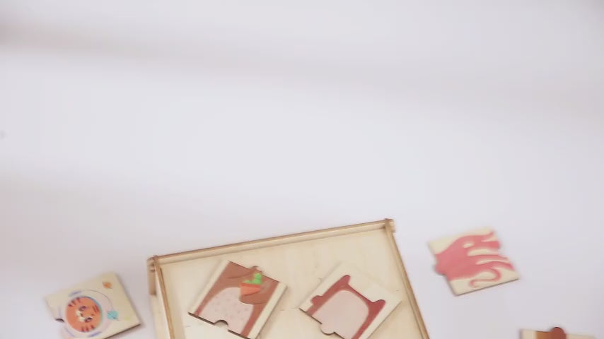 Montessori Wooden Rotating Animal Puzzle – Educational Logic Toy for Toddlers 2–5 Years