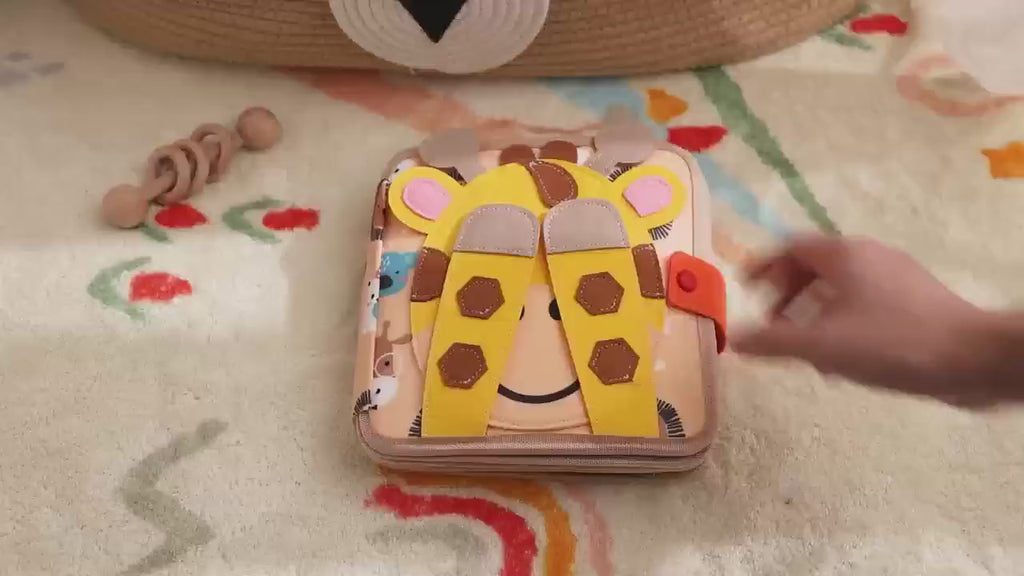 Giraffe Quiet Book – Montessori Felt Activity Book for Toddlers, Montessori Soft Activity Book for Kids