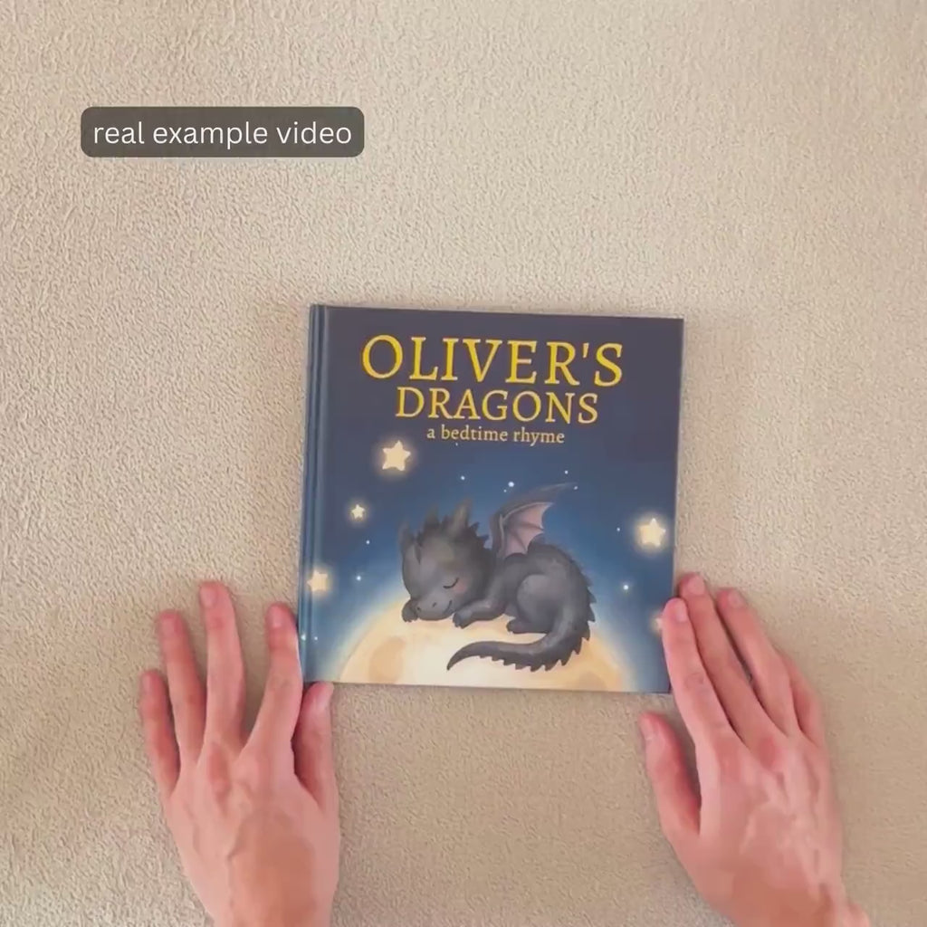 Personalized Dragon Bedtime Story Book, Custom Little Dragon Book, Fantasy Nursery Decor Gift, Dragon Theme Baby Keepsake, Baby Shower Gift
