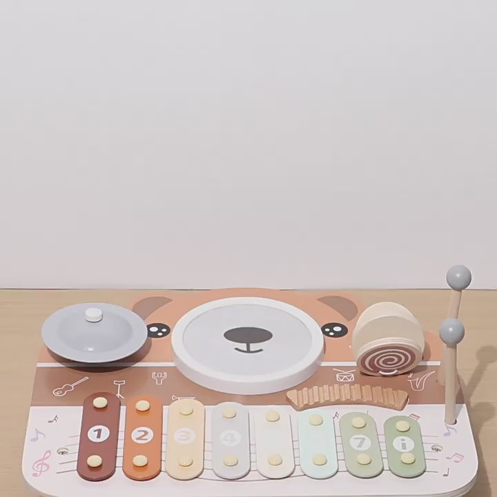 Bear Piano Percussion Station, Wooden Musical Educational Toy,For Toddlers 1–4 Years