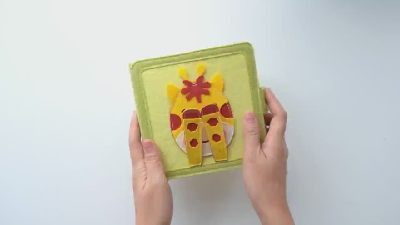 Quiet Book for 1 Year Old, Giraffe Felt Busy Book, Montessori Sensory Toy, Toddler Learning Activity Book, Baby Gift