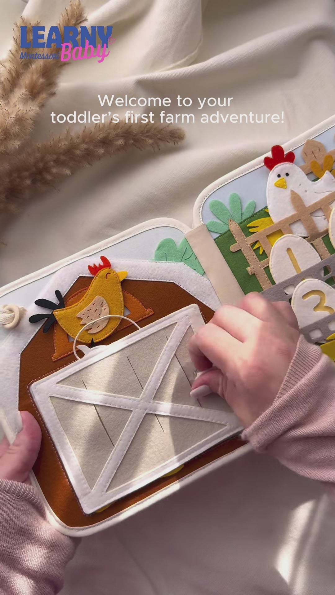 Personalized Farm Quiet Book for Toddlers, Custom Name Montessori Busy Book, Felt Sensory Activity Book, Fine Motor Learning Toy