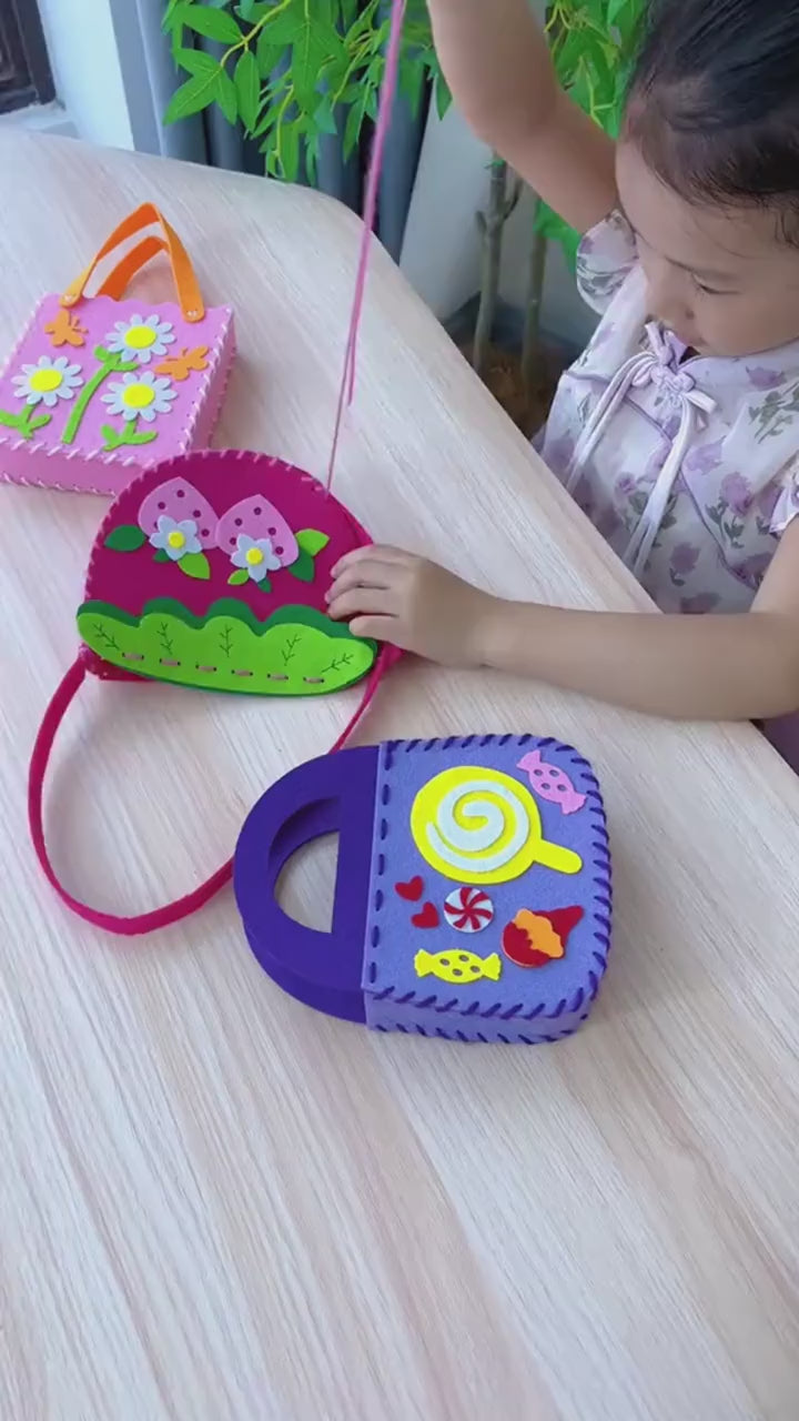 Kids DIY Fabric Handbag Craft Kit, Learn Sewing & Fine Motor Skills, Ages 6–12