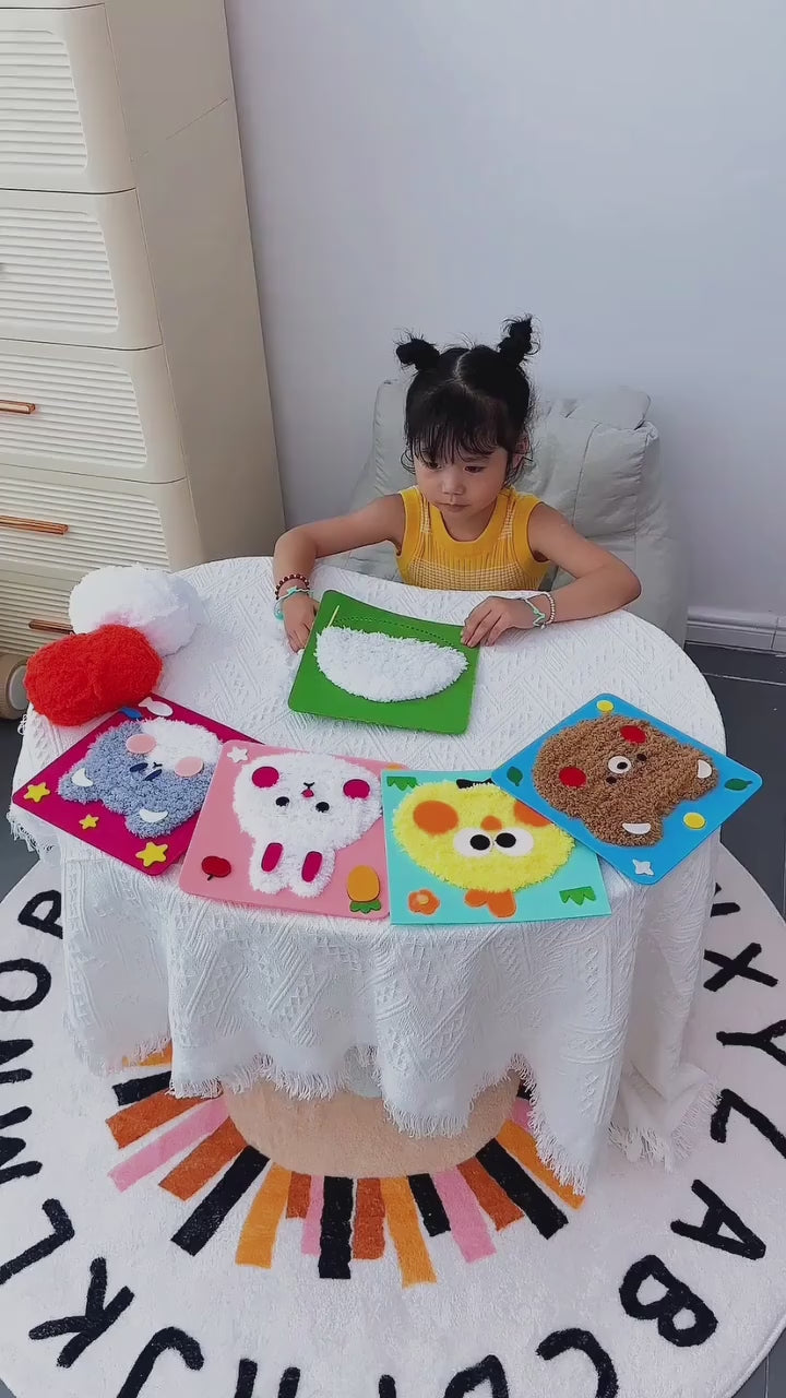 DIY Cartoon Animal Embroidery Doll Kit for Kids, Threading & Sewing Craft, Fine Motor & Focus Training, Ages 5–10