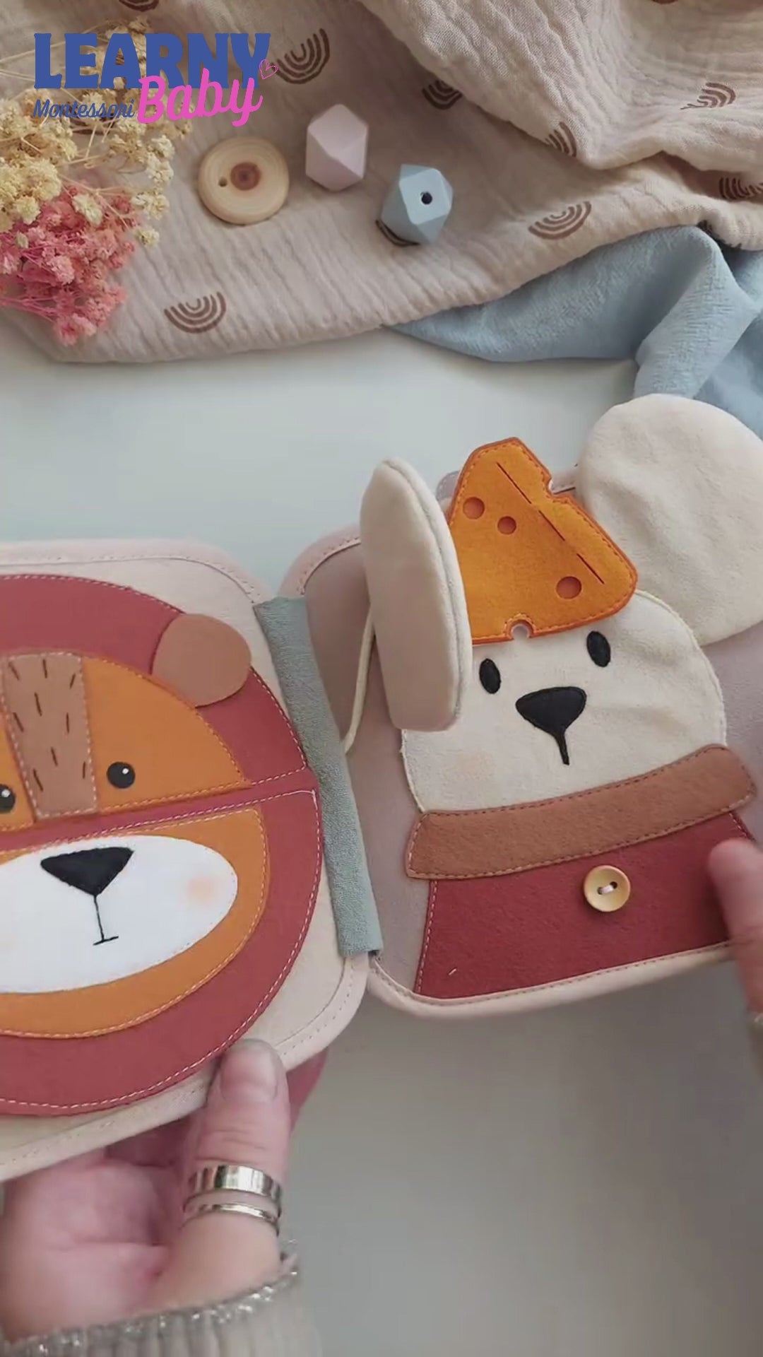 Personalized Felt Quiet Book for Toddlers, Lion Theme Busy Book, Montessori Learning Toy, Custom Name Soft Book, Baby Boy Gift, Fine Motor Skills Activity