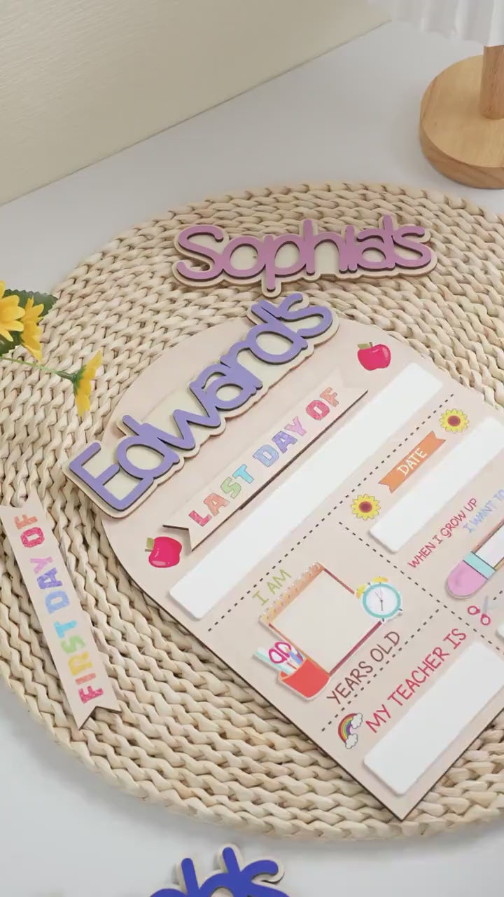 Custom First Day Of School Sign, Last Day of School Sign, Custom Name Sign, Preschool Back To School Dry Erase Sign, 1st Day of School Board