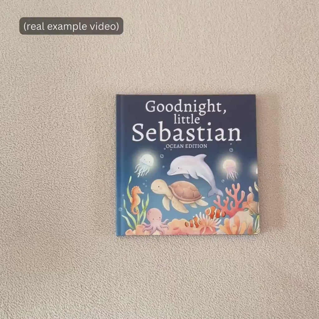 Personalized Ocean Bedtime Story Book, Custom Ocean Animals Bedtime Story Book, Underwater Nursery Keepsake Gift, Baby Shower Ocean Gift