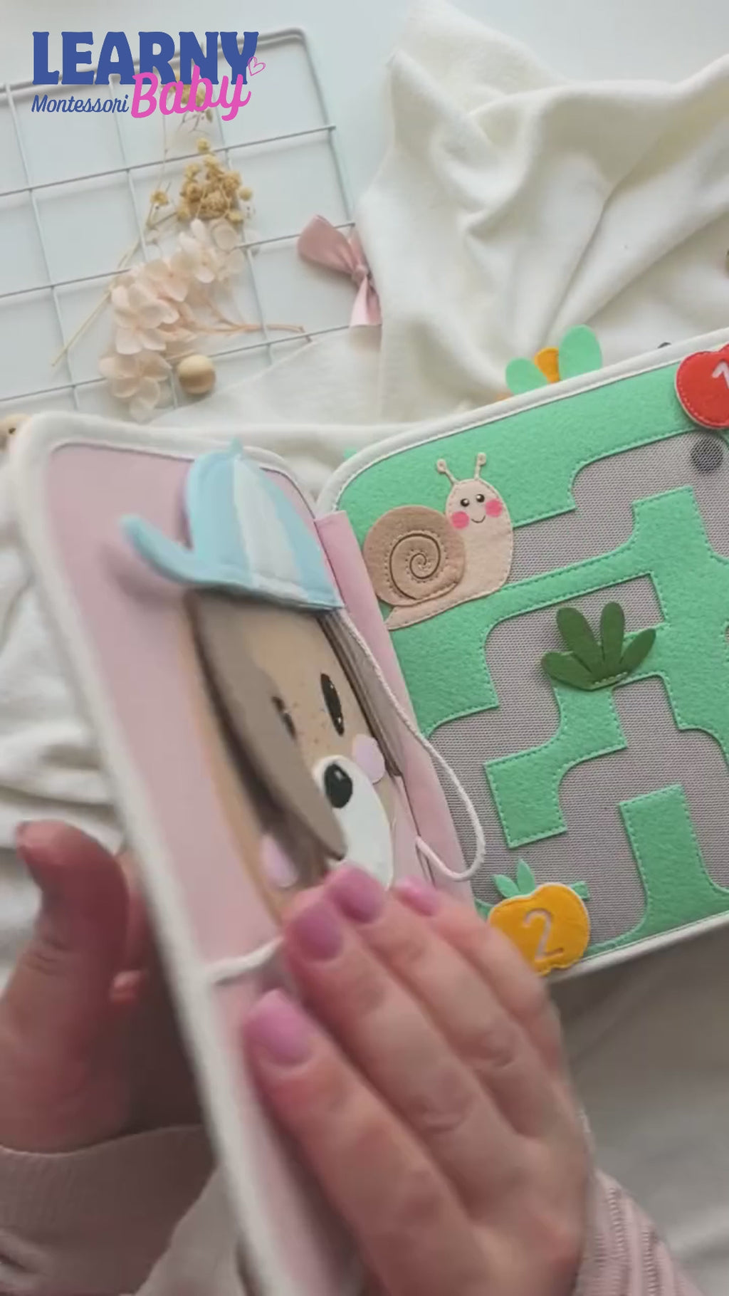 Montessori Quiet Book for Toddlers, Interactive Felt Busy Book, Counting Numbers 1–10, Fine Motor Skills Learning Toy for Kids