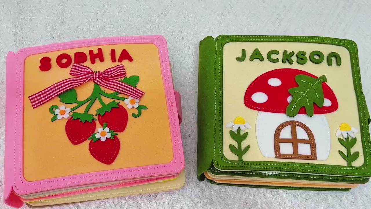 Custom Name Felt Quiet Book for Toddlers, Personalized Sensory Activity Book, Montessori Soft Busy Book for Kids