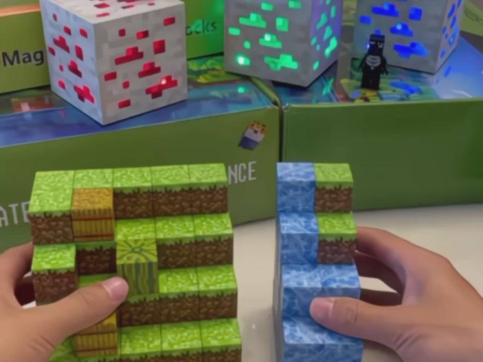 Magnetic Building Blocks Montessori STEM Toy – DIY Magnet Cube Set (Mine World Style) | Creative Construction for Kids Ages 3–8