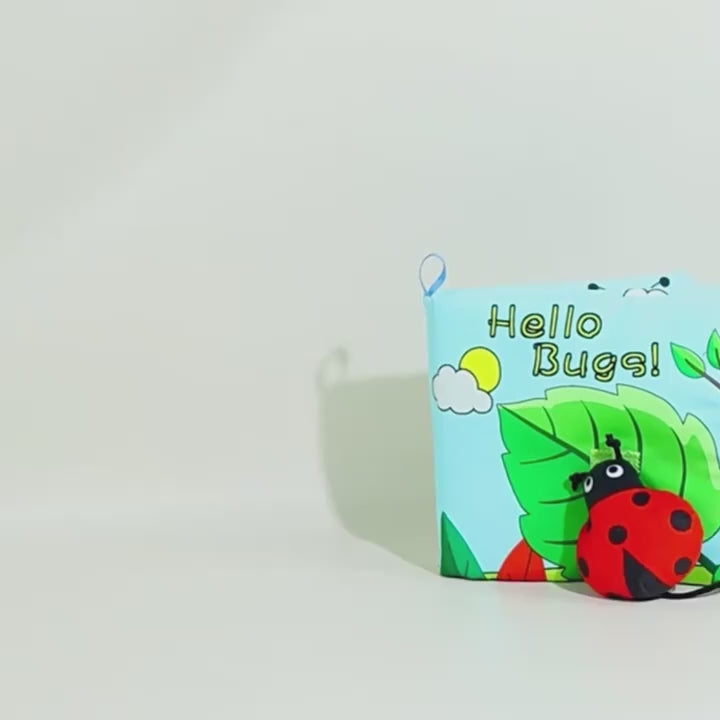 Soft Crinkle Baby Cloth Book with Marine Animal Tails, Montessori Sensory Tummy Time Toy, High Contrast Hanging Stroller Book for Infants 0–18 Months LBBB06