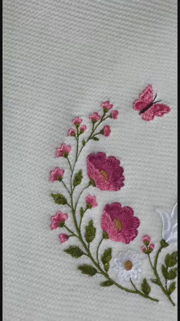 Personalized Wildflower Baby Blanket – Custom Name Embroidered Floral & Butterfly Knit Blanket