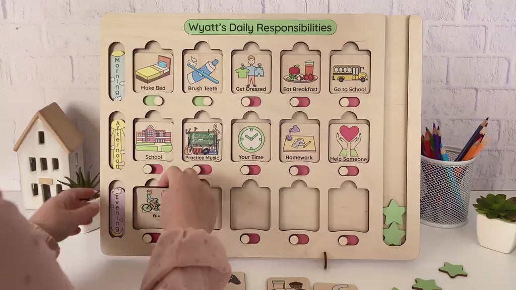 Chore chart for kids, Montessori toy, Toddler routine chart, Homeschool planner, Visual schedule, Responsibility chart, Birthday kids gifts