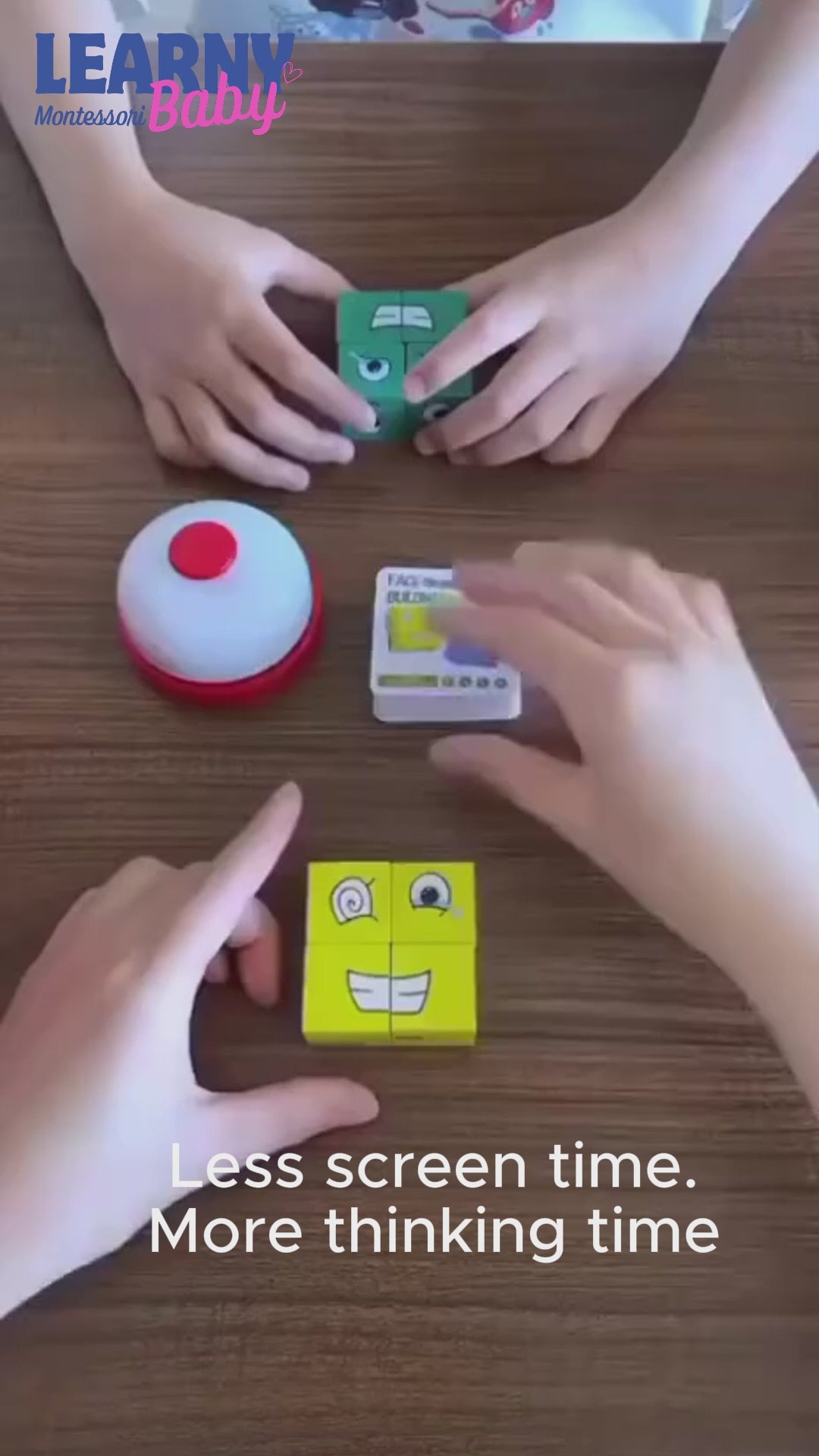 Wooden Emotion Cube Toy Set for Kids – 12 Facial Expression Blocks for Emotional Learning & Social Skills Development