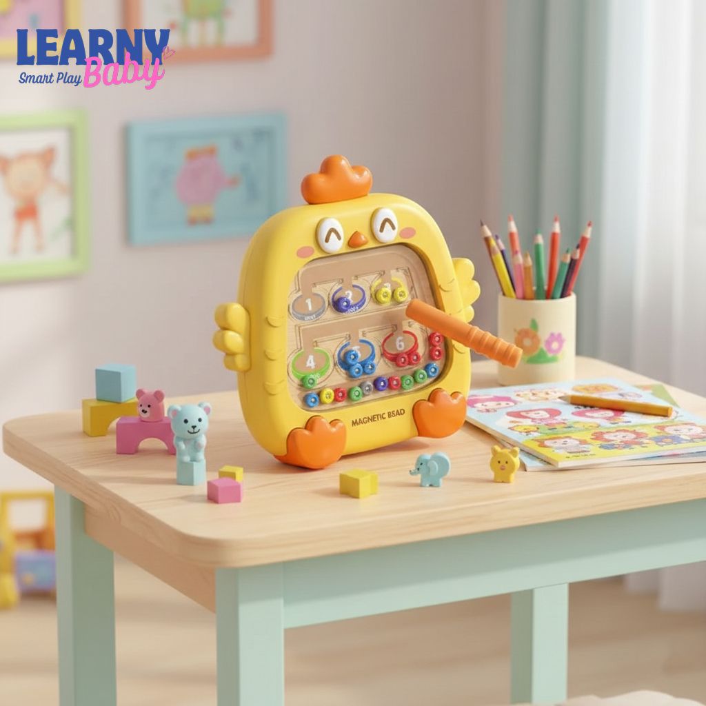 Montessori Magnetic Bead Maze Toy for Toddlers, Color Sorting Counting Game, Fine Motor Skills Learning Board, Preschool Educational Toy