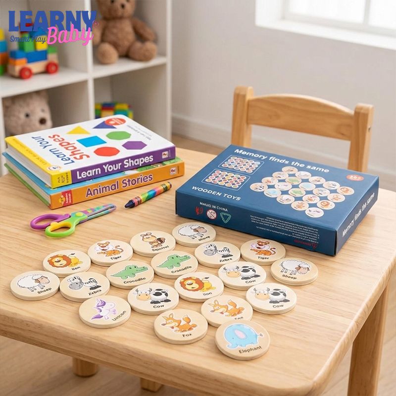 Animal & Fruit Memory Board Game for Kids – Cognitive Focus & Brain Training Toy (Ages 3+)