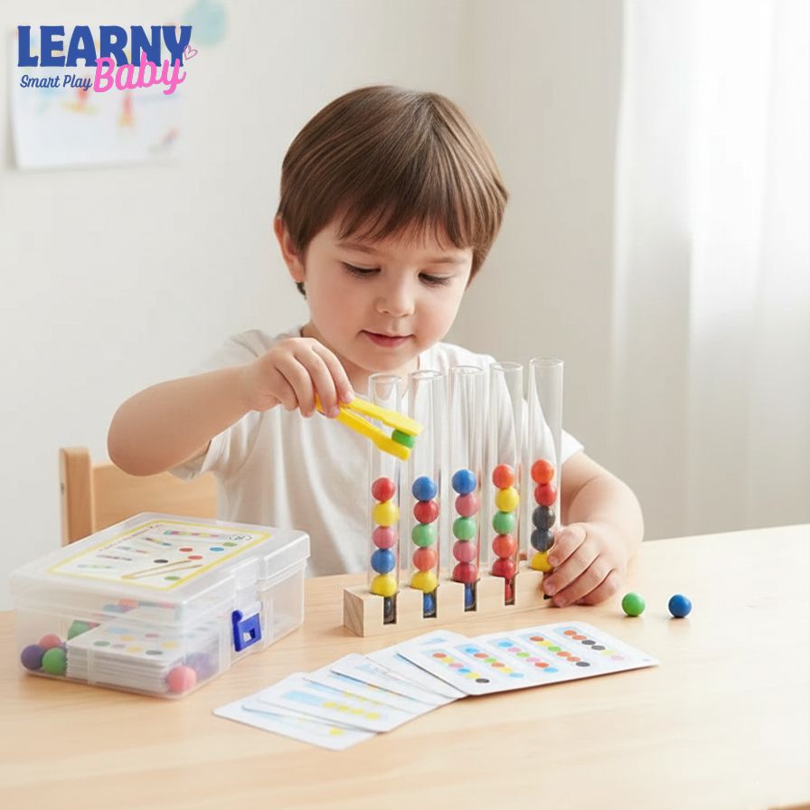Montessori Educational Toy for Kids, 1/5 Tube Clip Beads Logic and Concentration Fine Motor Skills Training Game