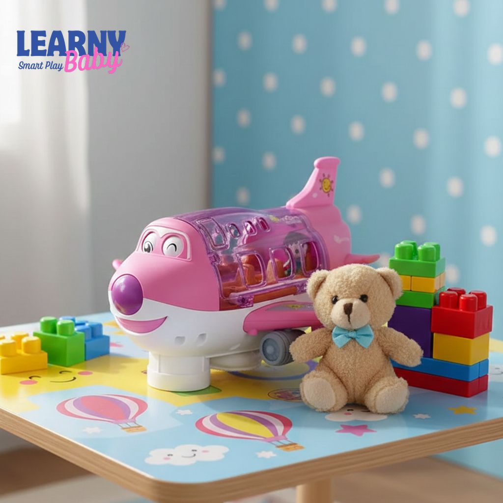 Kids Electric Airplane Toy with Music, Simulation Aircraft & Car Playset, Imaginative Play & Early Learning, Ages 3–7