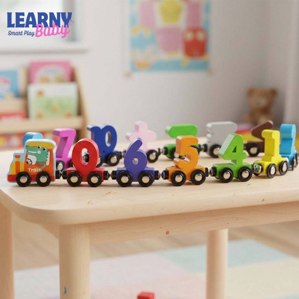 Montessori Wooden Magnetic Number Train Toy for Kids, Counting Learning Train Set, Educational Math Toy, Preschool Number Recognition Toy