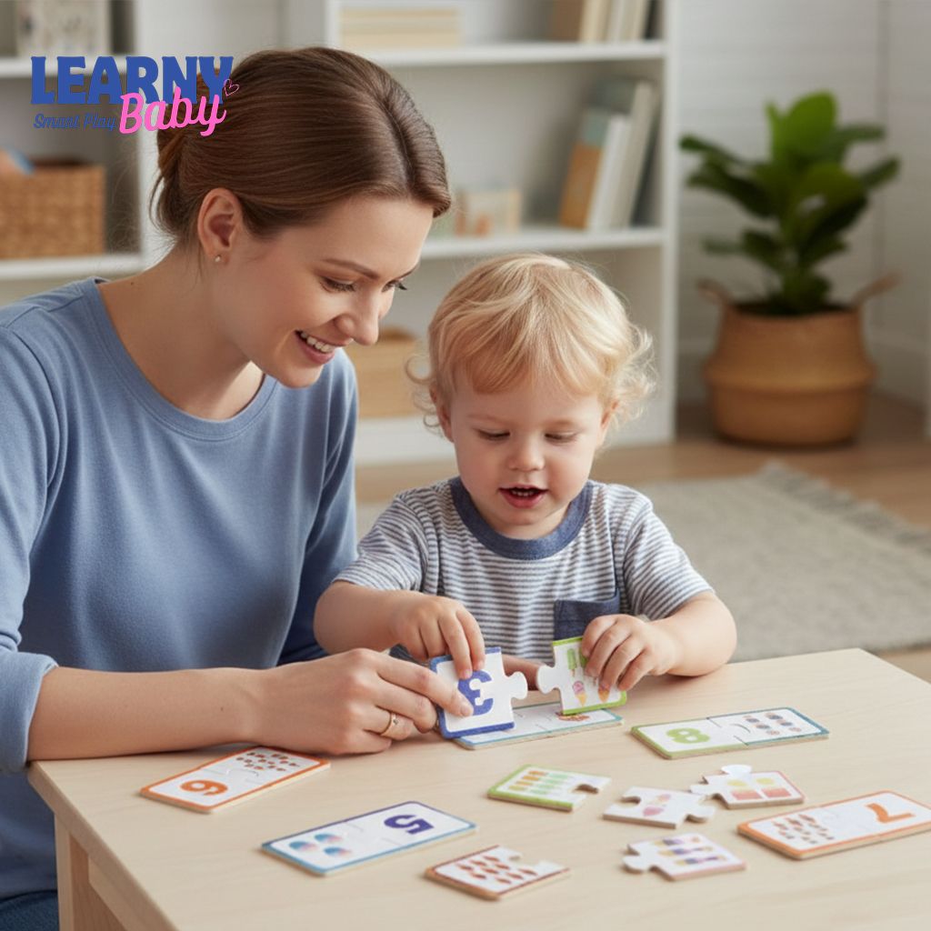 Wooden Number Matching Puzzle for Kids 3+, Montessori Early Education Toy, Digital Pattern Thicken Blocks, Perfect Baby Gift for Festivals