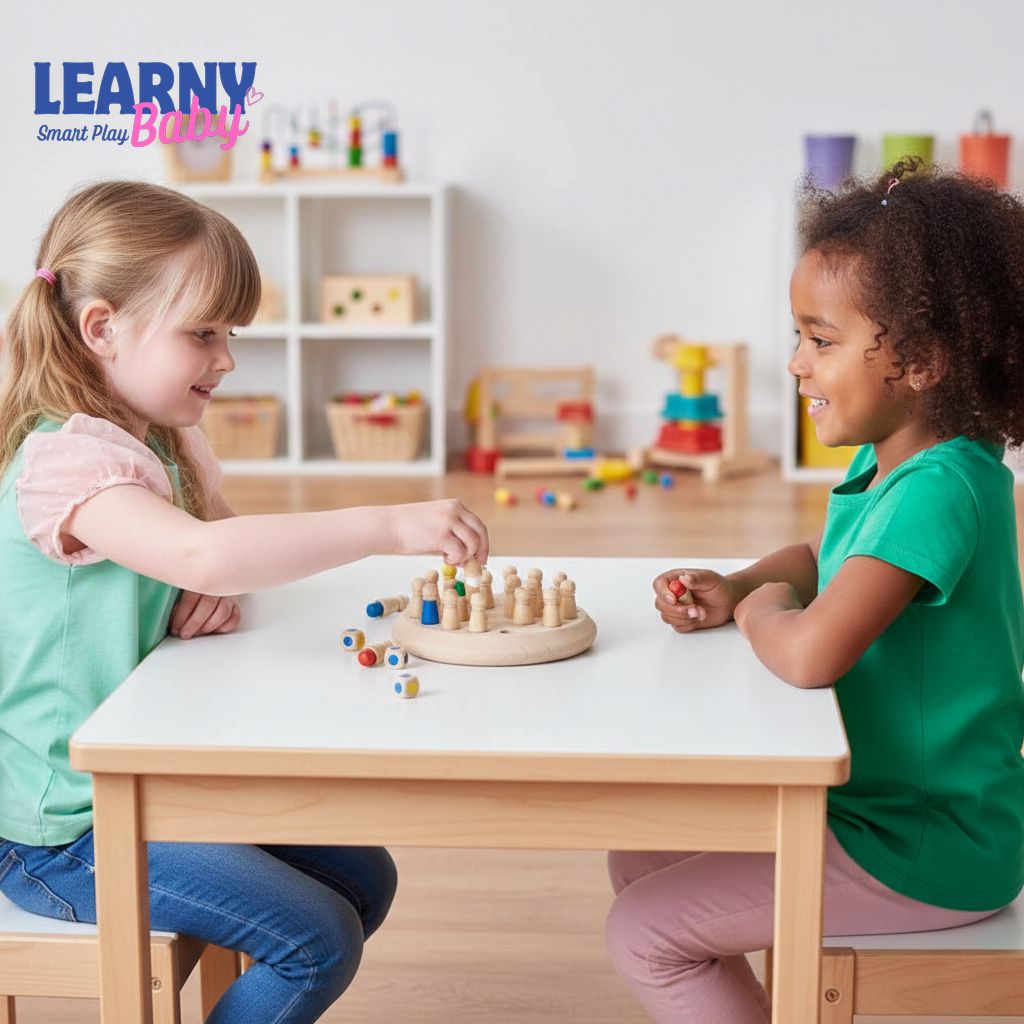 Montessori Wooden Memory Match Game for Toddlers, Color & Sensory Puzzle Toy, Early Cognitive Learning for Kids