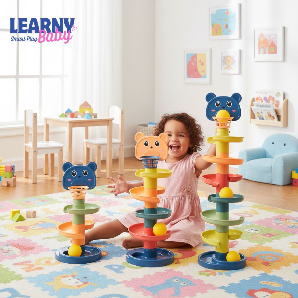 Montessori Rolling Ball Toy for Babies – Push, Pop & Slide Sensory Toy for Early Education, 0-36 Months, Learning & Developmental Game for Children