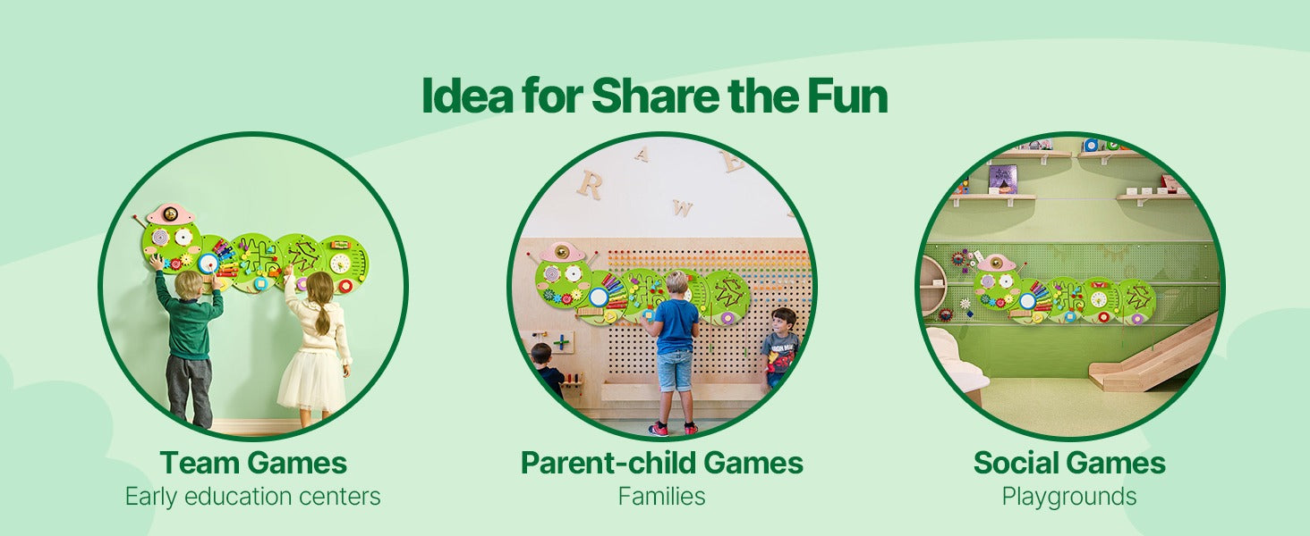 Wooden Busy Board for Kids, 12 Activities Montessori Sensory Learning Center, Educational Wall Toy for Children Ages 3-12