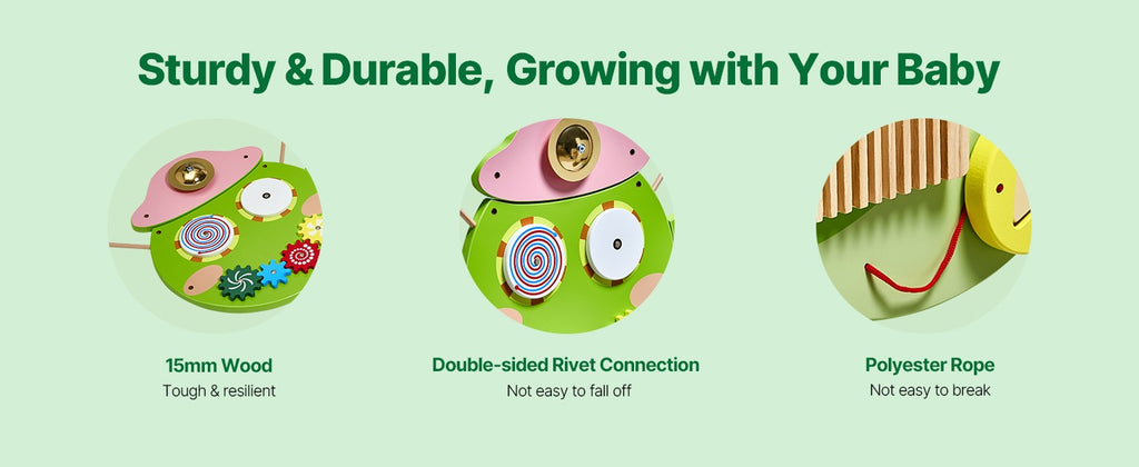 Wooden Busy Board for Kids, 12 Activities Montessori Sensory Learning Center, Educational Wall Toy for Children Ages 3-12