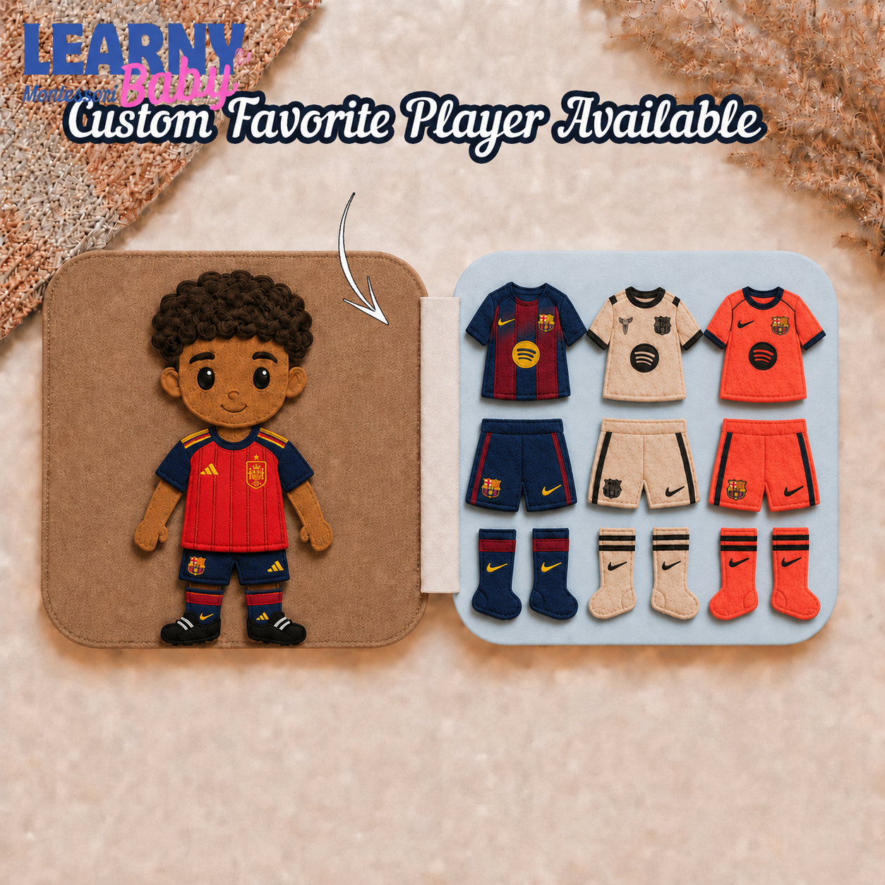 Personalized First World Cup Busy Book for Baby, Soccer Quiet Book for Toddlers, Felt Activity Book, Baby Boy Gift QBLB67