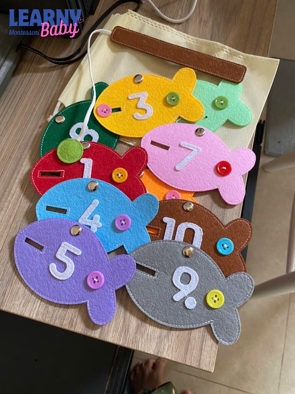 Personalized Felt Fishing Game for Toddlers, Number Learning Fish Toy, Montessori Counting Activity, Quiet Book Sensory Toy for Kids QBLB77